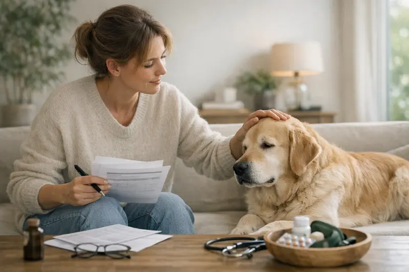 Vorsorgeleistungen Hund Krankenversicherung Ein Hund bei einer tierärztlichen Untersuchung zur Vorsorge