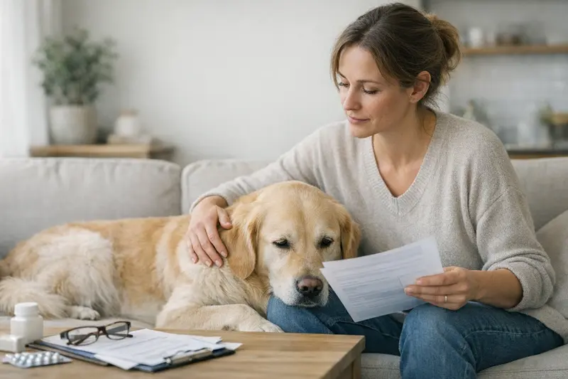 Ein Hund beim Tierarzt, der sich einer Untersuchung unterzieht, was die Bedeutung von Vorerkrankungen für die Krankenversicherung verdeutlicht.