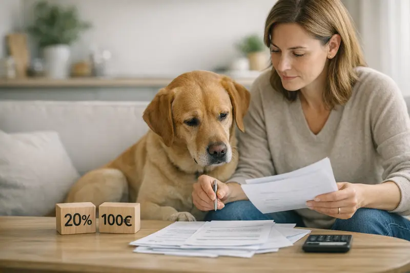 Ein Hund, der zum Tierarzt gebracht wird, steht symbolisch für die häufigen Tierarztbesuche.