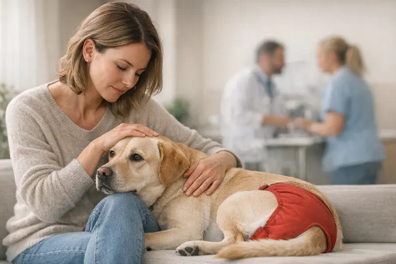 Hund Tierarzt Läufigkeit Versicherung Ein gesunder Hund erhält vom Tierarzt wichtige Informationen zur Läufigkeit und Versicherungsschutz.