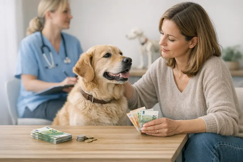 Hund tierärztliche Untersuchung Selbstbeteiligung Ein Hund erhält eine tierärztliche Untersuchung zur Wahl der passenden Selbstbeteiligung seiner Versicherung.