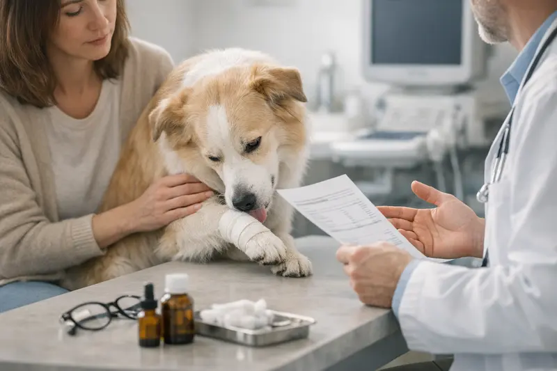 Ein Hund bei einer tierärztlichen Untersuchung, was typische Kosten für Tierarztbesuche verdeutlicht.