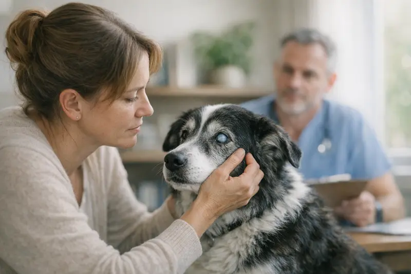 Linsentrübung bei Hunden Hundeaugen mit Linsentrübung, die auf gesundheitliche Veränderungen hinweisen.