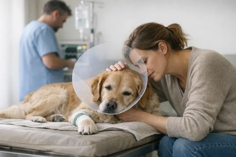 Versicherung für Hunde bei Tierarztkosten Hund beim Tierarzt für eine medizinische Untersuchung, die durch eine Versicherung abgedeckt wird.