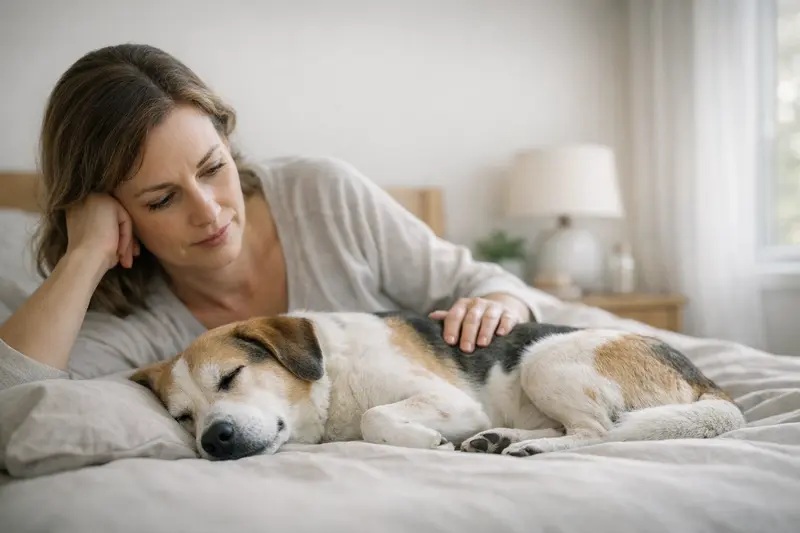 Schlafender Hund mit normaler Atemfrequenz Ein schlafender Hund mit ruhiger Atmung, das Bild zeigt die normale Atemfrequenz im Schlaf.