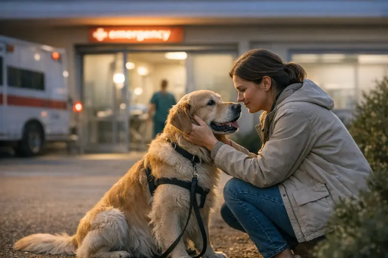 Notfallbehandlung für Hunde Ein Hund, der auf einem Tierarzttisch untersucht wird, symbolisiert die Wichtigkeit von Notfallbehandlungen.