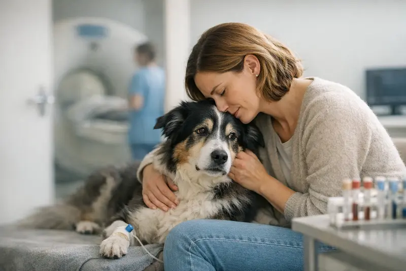 Untersuchung bei Verdacht auf neurologische Probleme Tierarzt untersucht einen Hund mit neurologischen Symptomen.