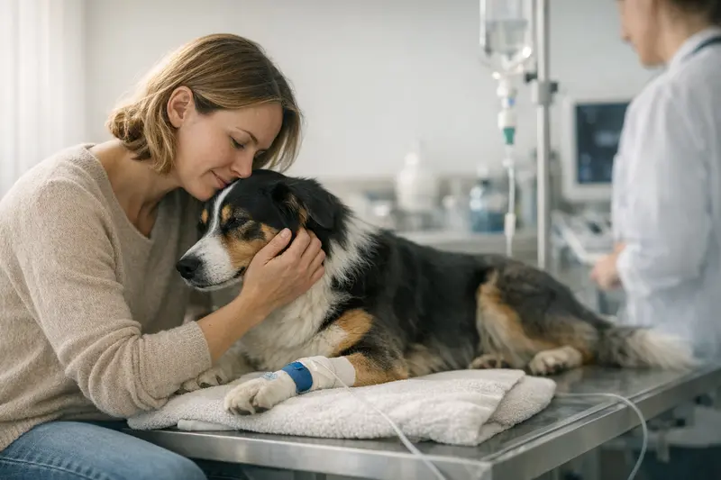 Notfallbehandlung Hund ohne Operation Ein Tierarzt versorgt einen Hund während einer Notfallbehandlung ohne Operation.