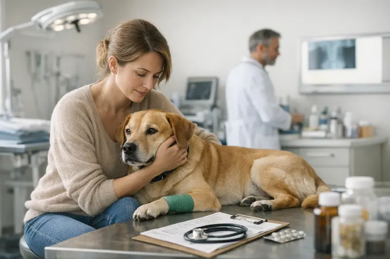 Tierarztuntersuchung für Hunde Hund bei der Untersuchung durch einen Tierarzt zur Prävention von Erkrankungen.