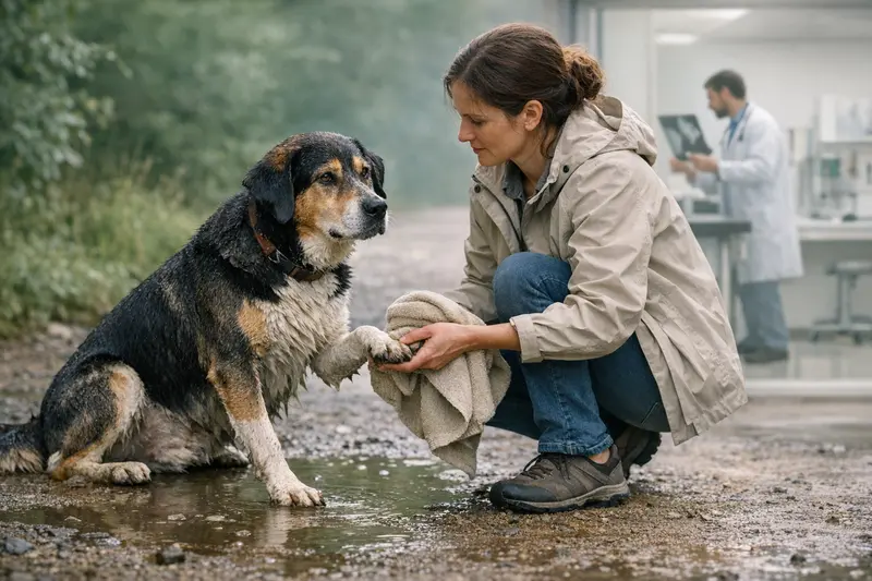 Hund beim Tierarzt zur Vorsorgeuntersuchung Ein Hund wird beim Tierarzt untersucht, um sicherzustellen, dass seine Gesundheit optimal ist.