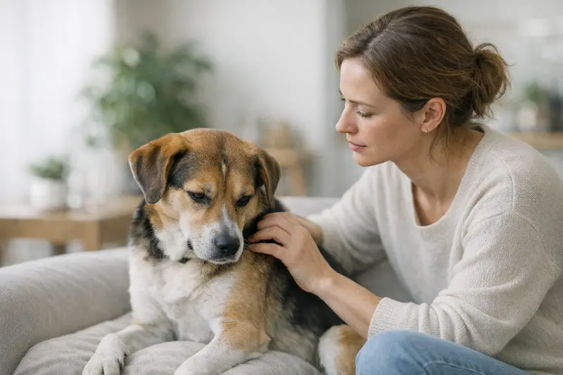 Tierarztuntersuchung nach Rangelei bei Hunden Ein Hund wird von einem Tierarzt untersucht, nachdem er in eine Rangelei verwickelt war.