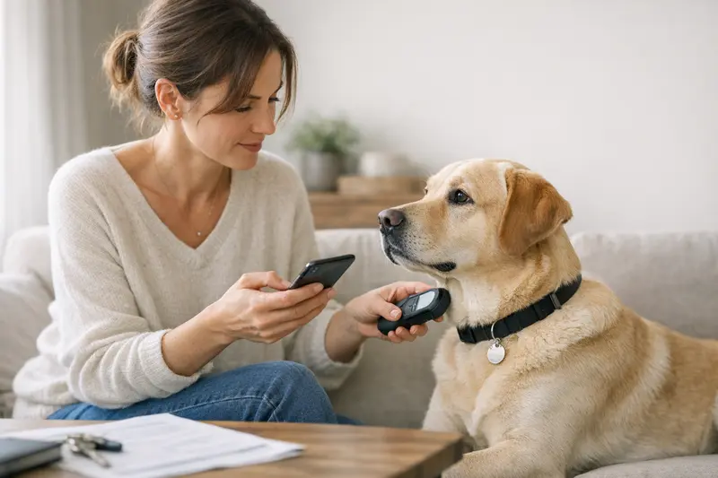 Mikrochip eines Hundes mit registrierten Kontaktdaten des Halters.