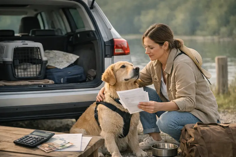 Hunde und Katzen sicher im Auto während einer Reise mit Blick auf die Tierarztkosten