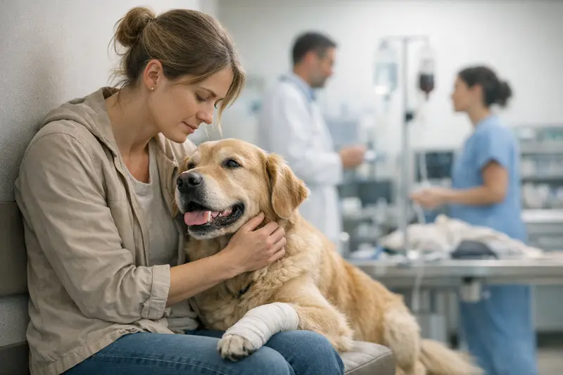 Tierarzt untersucht einen Hund im Notdienst