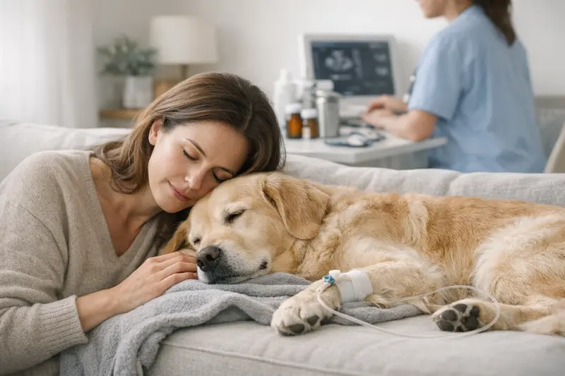 Hund beim Tierarzt - wichtige Versicherung Ein Hund, der beim Tierarzt medizinisch untersucht wird und zeigt, wie wichtig eine gute Tierkrankenversicherung ist.