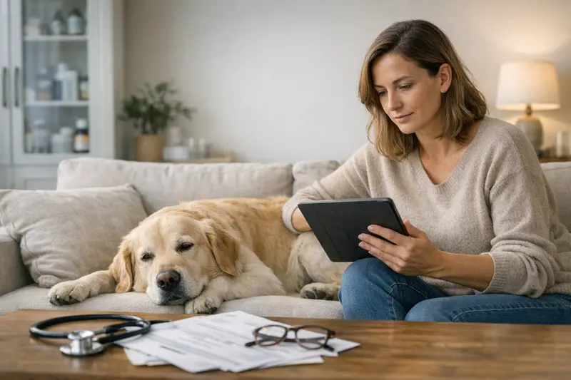Hund beim Tierarzt zur Gesundheitsuntersuchung Ein Hund beim Tierarzt zur Gesundheitsuntersuchung, wichtig für Versicherungsvergleiche.
