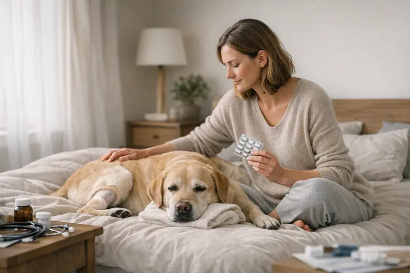 Hundeuntersuchung beim Tierarzt Ein Hund, der beim Tierarzt untersucht wird, symbolisiert die Bedeutung einer umfassenden Gesundheitsabsicherung.