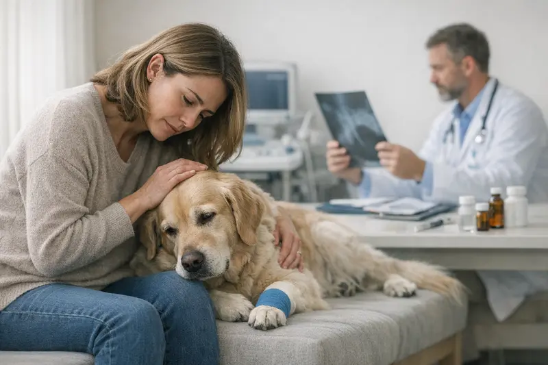 Tierarztuntersuchung bei unklaren Beschwerden Ein Hund wird beim Tierarzt untersucht, um unklare Beschwerden abzuklären.