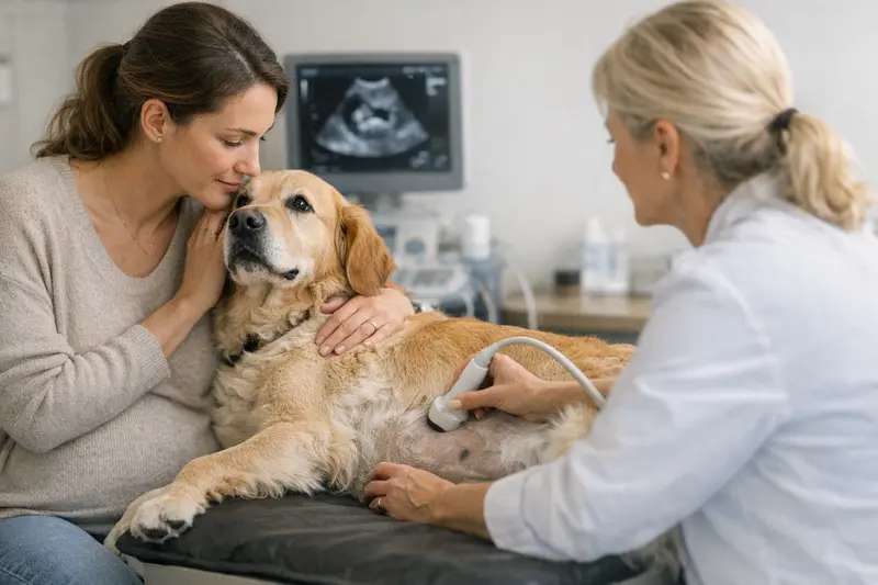 Trächtigkeit Hund Tierarzt Untersuchung Tierärztliche Untersuchung während der Trächtigkeit eines Hundes