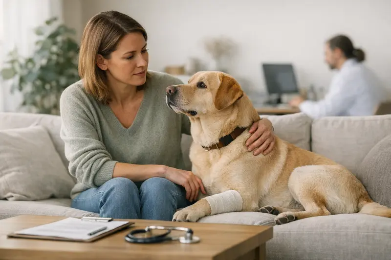Hund beim Tierarzt zur Untersuchung vor bevorstehenden gesundheitlichen Problemen.