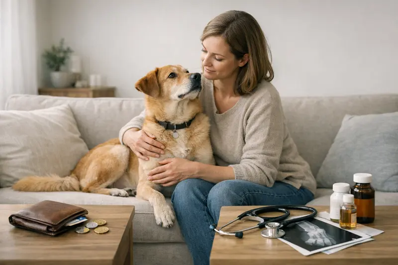 Ein Hund beim Tierarzt, der eine Behandlung erhält, symbolisiert die Bedeutung von Versicherung für Tierarztkosten.