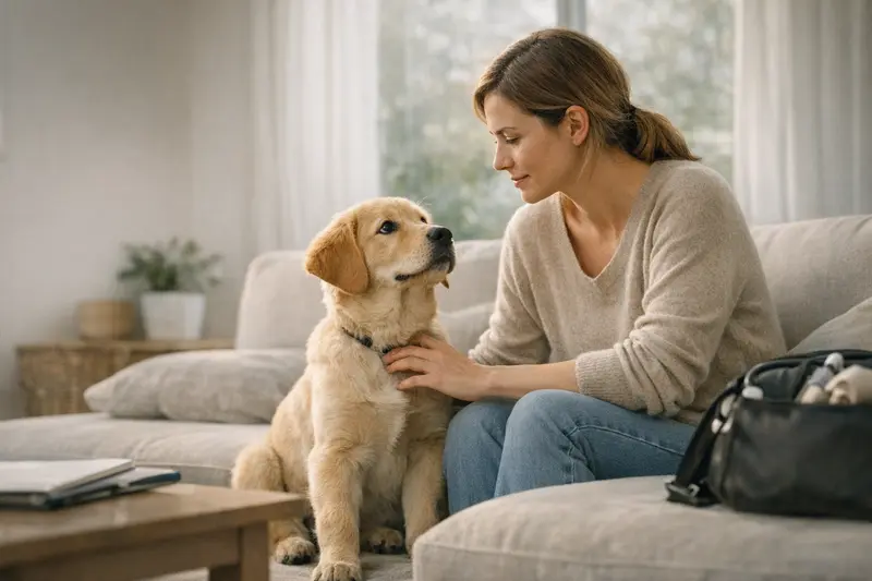 Junger, gesunder Hund beim Tierarzt zur Gesundheitsuntersuchung