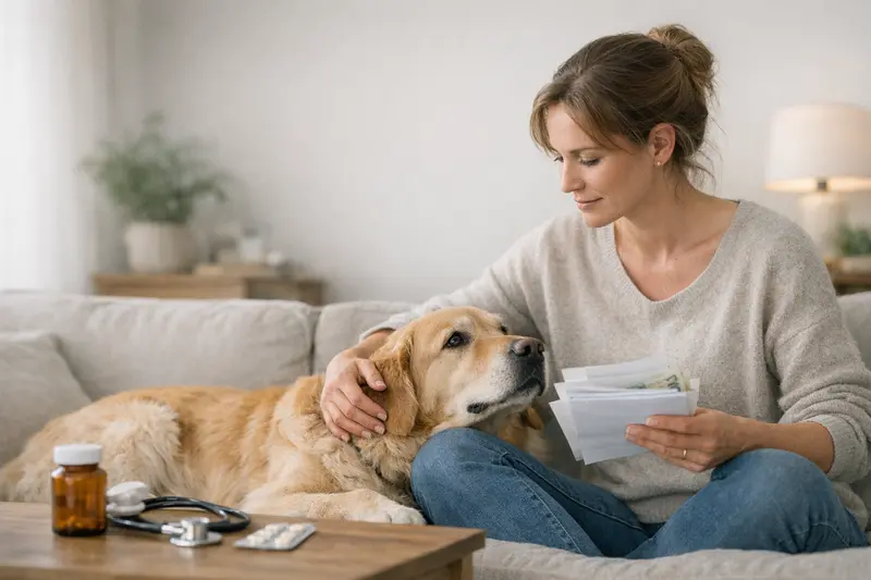 Hundeversicherung Beitrag vs. Erstattung Hundehalter prüft die Kosten und Erstattungen einer Hundeversicherung.