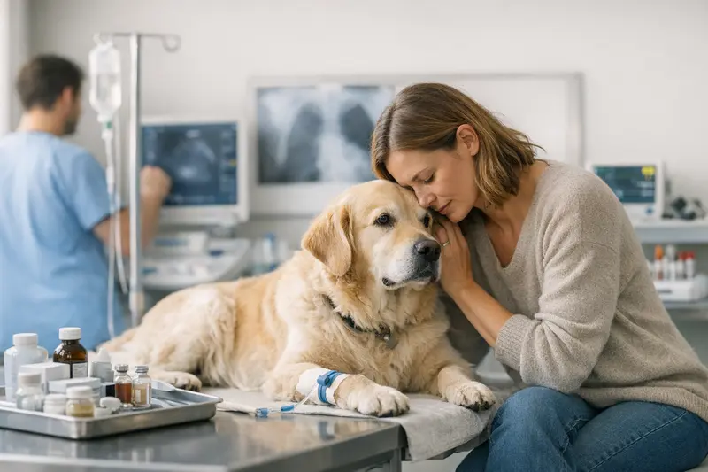 Tierarztkosten Hunde behandeln Ein Hund beim Tierarzt, der für eine Behandlung vorbereitet wird.