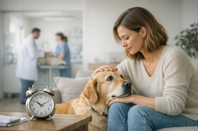 Tierarztbesuch und Wartezeiten in der Tierkrankenversicherung Ein Hund beim Tierarzt, der die Bedeutung von Wartezeiten bei der Tierkrankenversicherung verdeutlicht.
