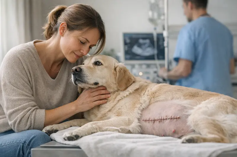 Kaiserschnitt und OP-Versicherung für Hunde Hunde mit Welpen, die durch einen Kaiserschnitt zur Welt kommen, zeigen die Bedeutung einer OP-Versicherung.