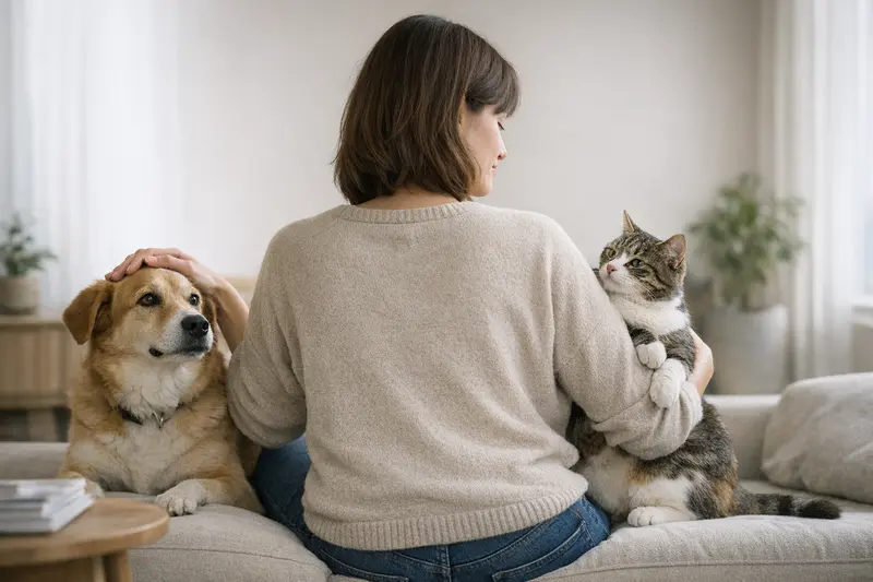 Hund und Katze getrennt versichern Ein Hund und eine Katze, die miteinander spielen und zusammen leben, symbolisieren die Frage der separaten Tierabsicherung.