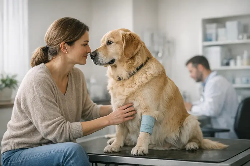 Kontrolltermine beim Tierarzt für Katzen und Hunde Tierarzt betrachtet eine Katze während eines Kontrolltermins zur Nachsorge.