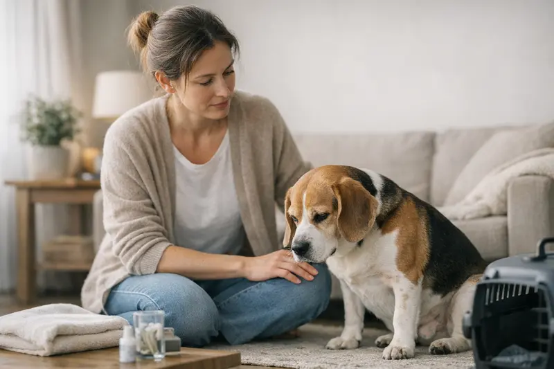 Ein Hund, der häufig die Blase entleert, zeigt Anzeichen von Unwohlsein.