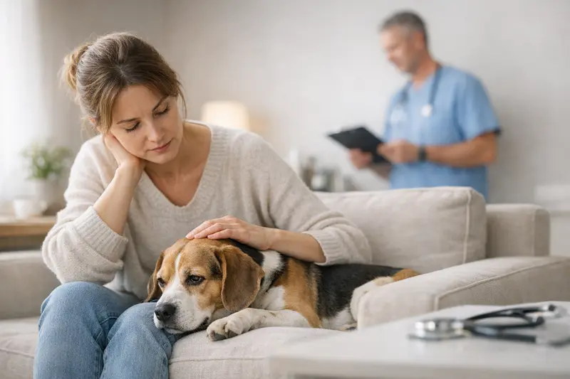 Auffälliges Verhalten beim Hund Ein Hund zeigt auffälliges Verhalten und benötigt tierärztliche Untersuchung.