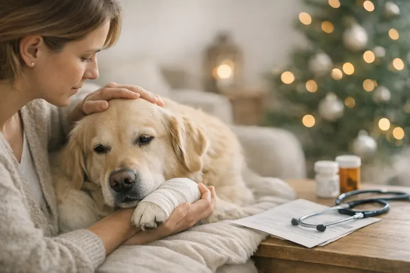 Hund wird bei einem Tierarzt behandelt und die Kosten werden besprochen.