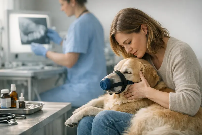 Kosten einer Zahnextraktion bei Hunden Tierarzt erklärt einem Hundebesitzer die Kosten für eine Zahnextraktion bei seinem Hund.
