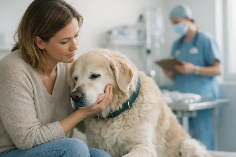 Zahnextraktion beim Hund Ein Tierarzt führt eine Zahnextraktion bei einem Hund durch, während dieser sediert ist.