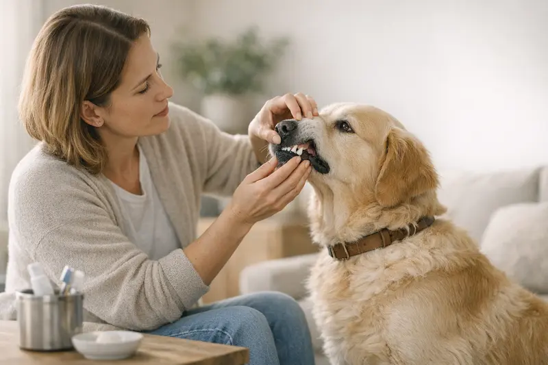 Wartezeit bei Zahnleistungen für Hunde Ein Hund beim Tierarzt zur Zahnuntersuchung, was die Bedeutung von Zahnleistungen in der Tierversicherung verdeutlicht.