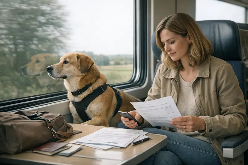 Reiseversicherung für Haustiere Hundehalter und Katze erkunden gemeinsam Optionen zur Versicherung auf Reisen
