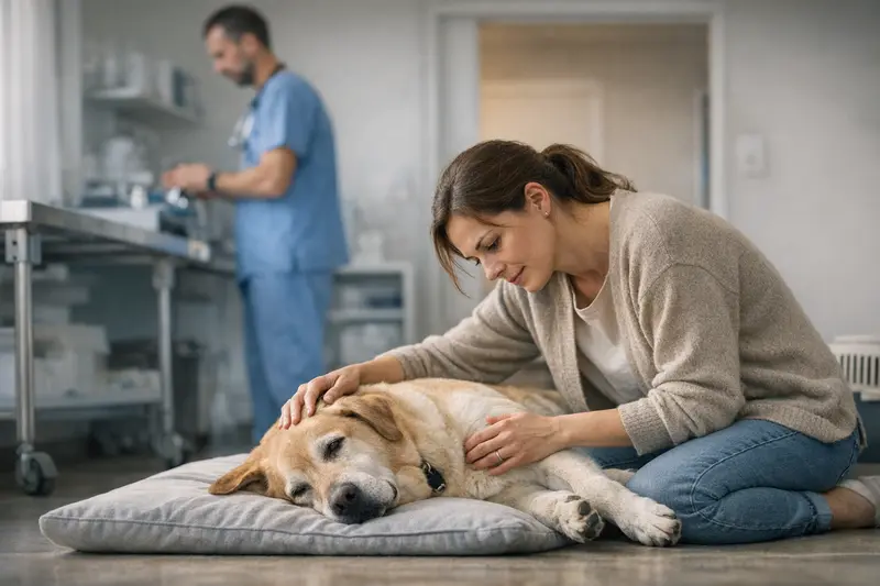 Ein Hund erhält tierärztliche Hilfe nach einem Anfall.