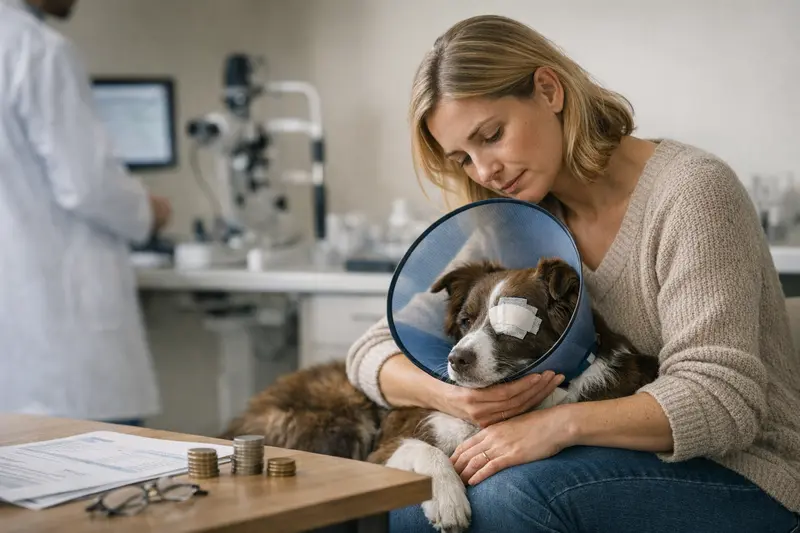 Hundeaugenuntersuchung beim Tierarzt zeigt die Wichtigkeit des Erstattungssatzes bei Augenbehandlungen