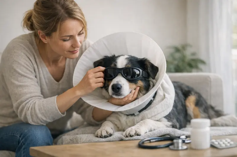Augen-Operation beim Hund Hund während einer Augen-Operation, symbolisiert medizinische Versorgung und OP-Versicherung.