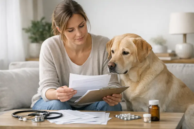 Hund beim Tierarzt Bild eines Hundes beim Tierarzt zur Untersuchung von Versicherungsmöglichkeiten.