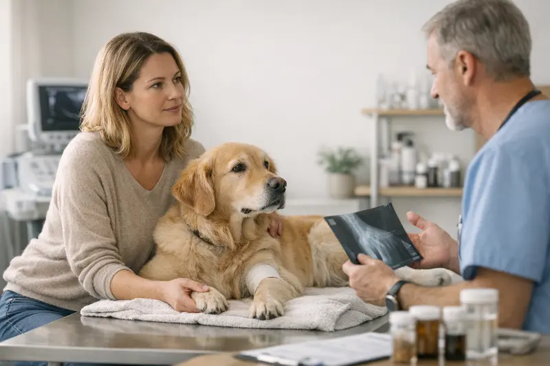 Voruntersuchung Hund Tierarzt Hunde beim Tierarzt für eine Voruntersuchung vor der OP.