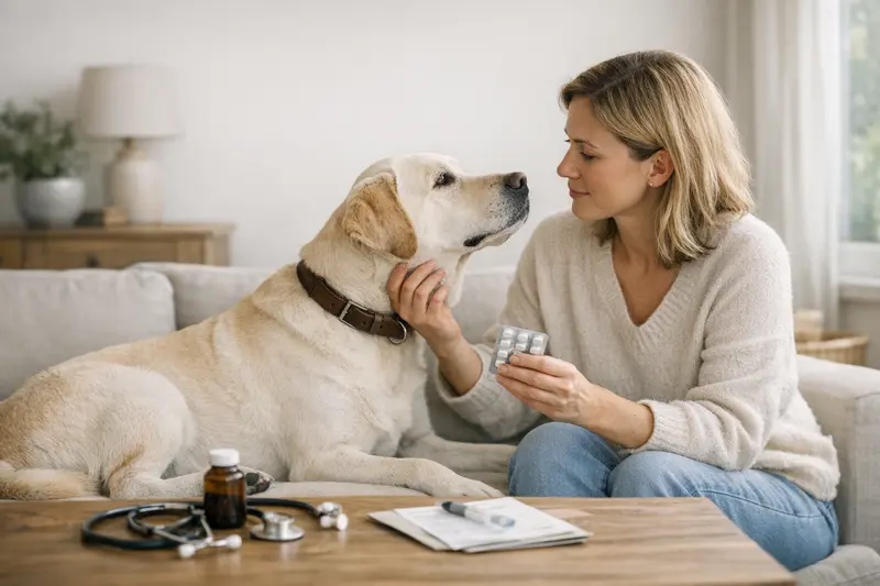 Tierarztbesuch zur Vorsorge Ein Hund beim Tierarzt zur Vorsorgeuntersuchung für optimale Gesundheit.