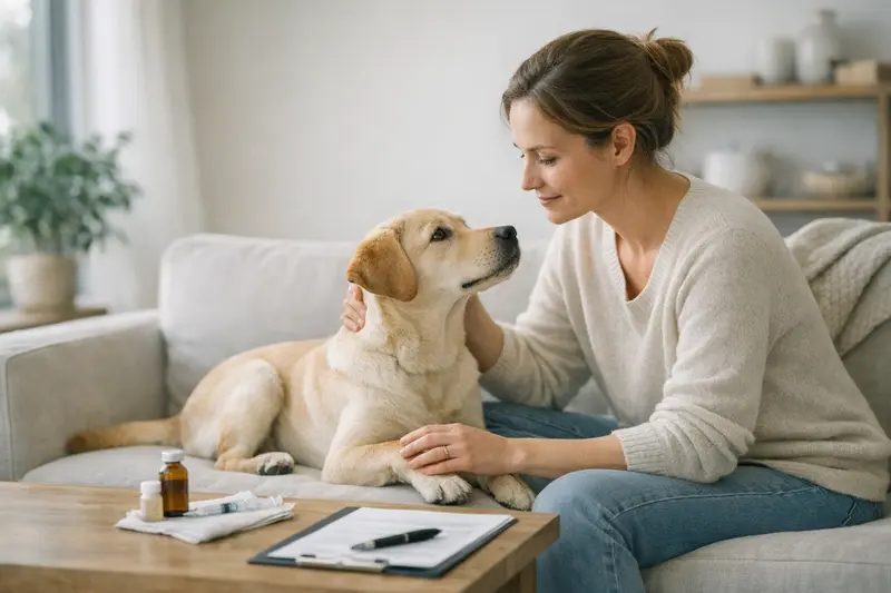 Vorsorgeuntersuchung für Hunde Gesunder Hund beim Tierarzt zur wichtigen Vorsorgeuntersuchung.