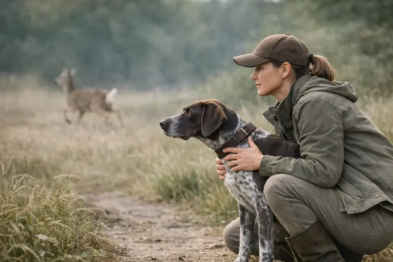 Hunde und Jagdtrieb verstehen Ein Hund mit ausgeprägtem Jagdtrieb in einem wildreichen Gelände.