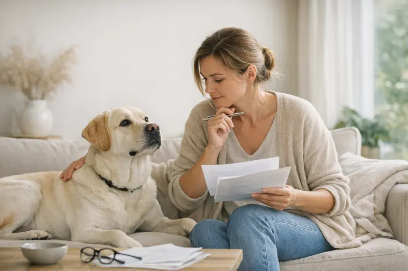 Vorsorgeuntersuchung Hund Ein gesunder Hund bei einer Vorsorgeuntersuchung beim Tierarzt.