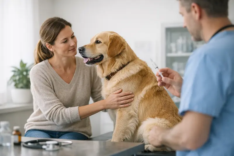 Vorsorgeuntersuchung für Hunde Hund beim Tierarzt zur Vorsorgeuntersuchung