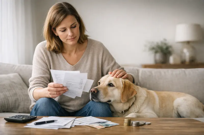 Erstattungssatz vs. Selbstbeteiligung bei Hundekrankenversicherungen Hundehalter bespricht mit Tierarzt Erstattungsoptionen bei Tierkrankenversicherung.